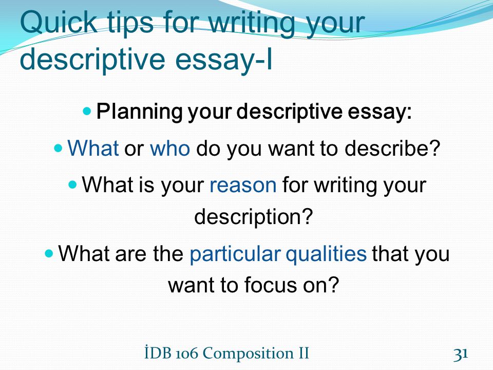 How to write a Descriptive Essay